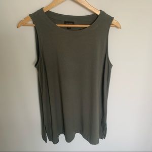 J jill army green long tank size medium